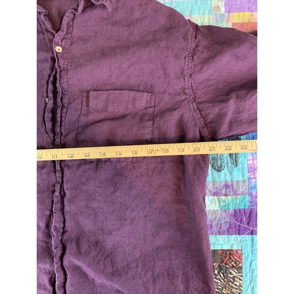 Vintage Timbuktu Station 1 100% Linen Men’s Purple Button Up Shirt - Picture 4 of 7